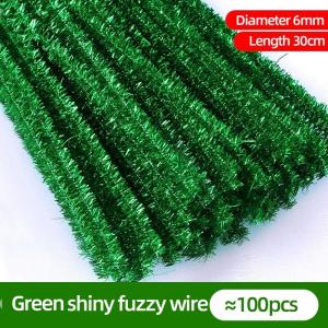 100Pcs Glitter Chenille Stems Flexible Bendable Plush Tinsel Stems Kids Educational DIY Craft Supplies Toys Crafting