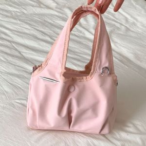 MOIRA กระเป๋าถือ กระเป๋าโท้ตไนลอน แบบเกาหลี น้ำหนักเบา กระเป๋าสะพายข้าง หวาน สีพื้น กระเป๋าสะพายไหล่ ผู้หญิง