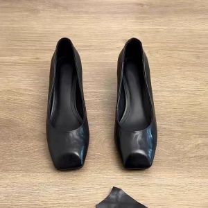 Free Shipping WomenS 2026 Autumn New Black Work Shoes With Chunky Heels Shallow Mouth Lightweight Wide Fit For Commuting