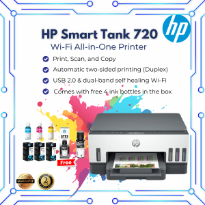 HP Printer / HP Smart Tank 720 Printer / All in One Printer / Printer with Scanner and Xerox / Wireless Printer / Printer Ink Tanks / Printer Refillable Ink / Printer for Student / Free Ink