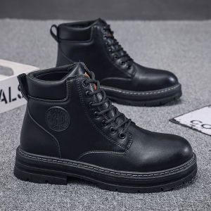 Mens High Boots Thick Bottom Waterproof High Top Martin Boots Retro Casual Breathable Short Boots