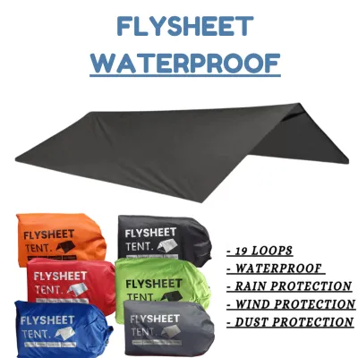 Flysheet 2x3 M Waterproof Bahan Tebal 19 Lubang Atap Tenda Ultralight Anti Bocor - Flaysheet 3x2 Waterproof Tebal Terpal Tenda Camping Anti Air