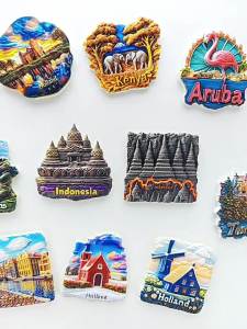 [Magnet]Designer Indonesia Borobudur Refrigerator Magnet Volcano Ruins