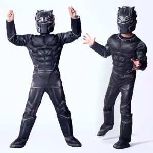 KidsToyStore Halloween Super Hero Black Attached Muscle Panther Costume Kids Cosplay Bodysuits Children Carnival Leopard Outfit Jumpsuit Dress Up role play party supply