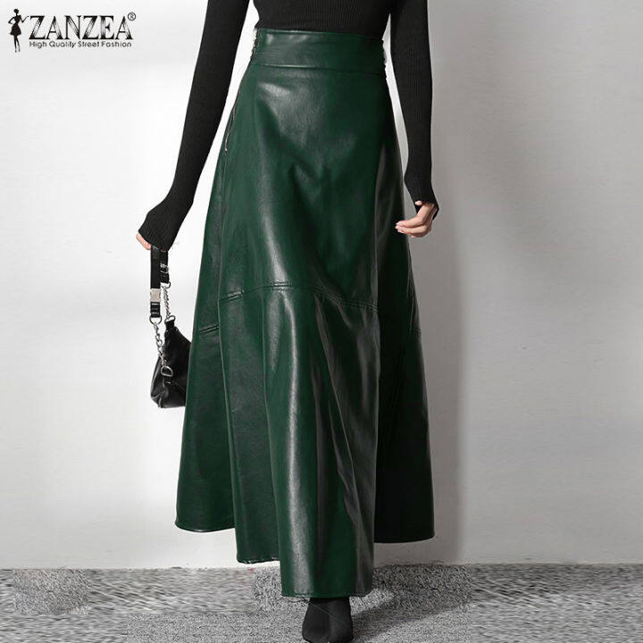 ZANZEA Women Plus Size Long Maxi Skirts High Waist Party Flare