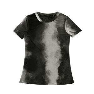 REHIN เสื้อยืดผู้หญิงแฟชั่นใหม่ฤดูร้อนคอกลมตาข่ายแขนสั้นพิมพ์ลายเสื้อเชิ้ตชายเสื้อเข้ากับทุกชุด