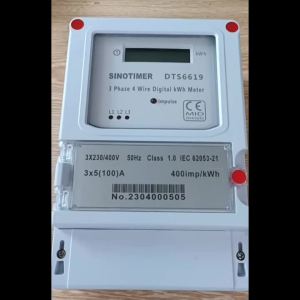 5-100A 380V AC Three Phase 4 Wires LCD Digital Energy Meter kWh Power Consumption Electricity Measurement 35mm DIN Rail Mounting