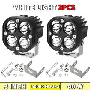 PMShop 2PCS Car/Motorcycle Mini Driving Light 3 Inch 40W Fog Light Auxiliary Lights LED Work Light Waterproof Square Work Lamp ATV Light Universal
