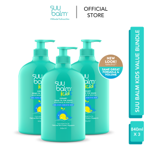 [Kids/Bundle] Suu Balm Kids Creamy Head To Toe Wash (Soothing & Gentle) 3 x 840ml