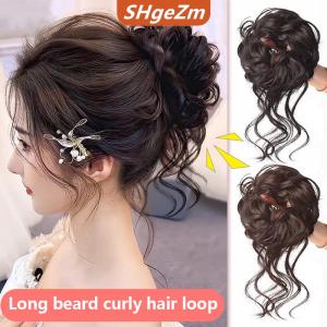 [COD] SHgeZm Tổng hợp xoăn Bun lộn xộn Claw chignon Clip đàn hồi tóc scrunchies hairpieces Donut updo tóc miếng đối với phụ nữ