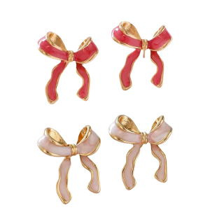 Colorful Bowknot Earrings Dainty Ear Studs for Women Handmade Christmas Earwear Stylish Festive Party Accessory