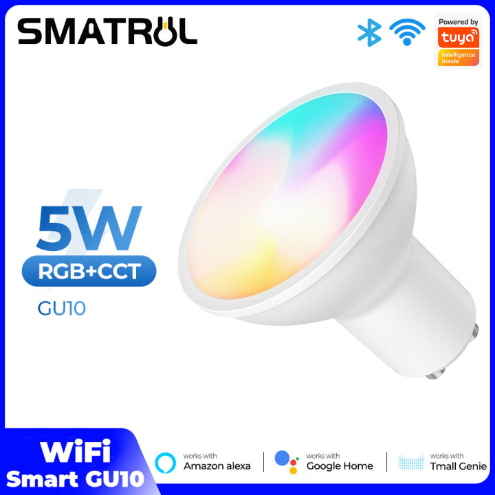 SMATRUL 5W Tuya WiFi Smart Light LED Bulbs GU10 RGB Remote Control Bulb Led  Lights For Room Smart Bulb Lamp Dimmer Low Power Consumption Energy Save