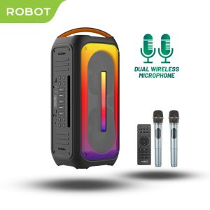 ROBOT Karaoke Speaker RB650 RGB Daya 50W Bluetooth 5.0 TF USB 3.5mm AUX Dual Wireless Microphone - Garansi Resmi 1 Tahun