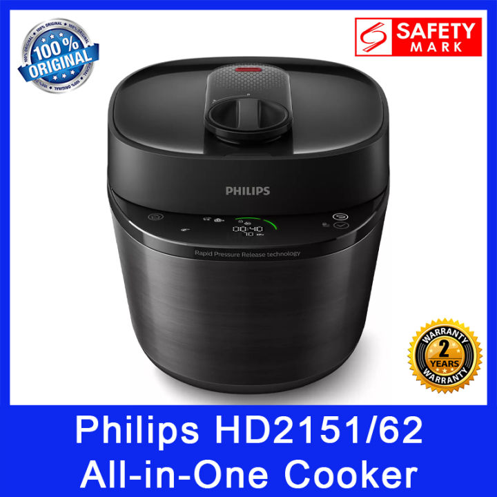 Philips HD2151 62 All in One Cooker Pressurized. HD2151. 5L Capacity. Taste Control System. Rapid Pressure Release Tech. Safety Mark Approved. 2 Year