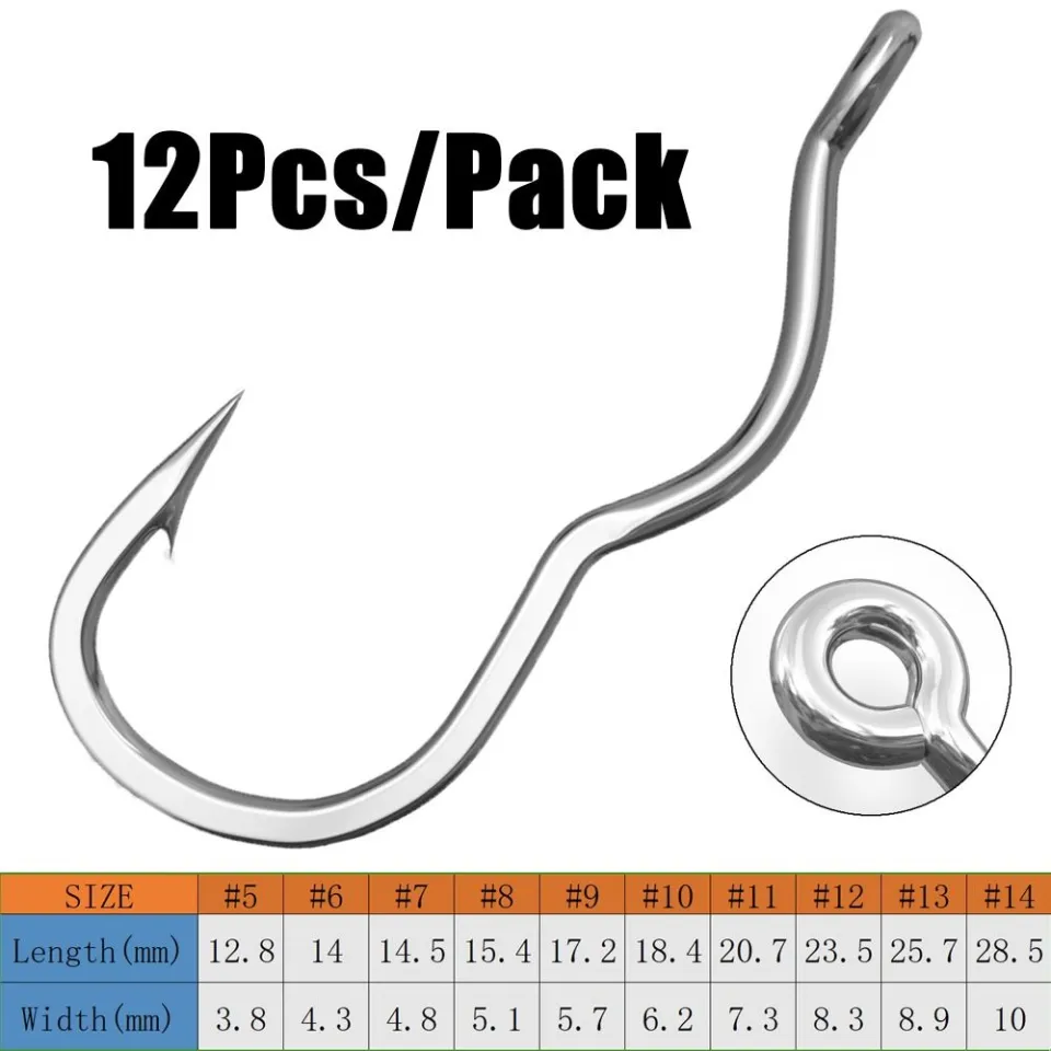 12Pcs/Pack High Carbon Steel Fishing Hook Sharp Barbed Automatic
