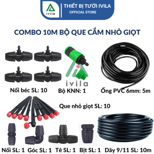 Bộ kit tưới nhỏ giọt que cắm 8 tia dây mềm 9/11mm - chất liệu nhựa cao cấp - tiết kiệm nước thời gian công sức