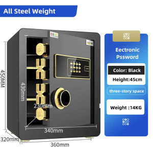 Safe Box Mechanical All Steel Fireproof AntiTheft Depository Cash Jewelry Home Office File Laptop Hotel Safety Security