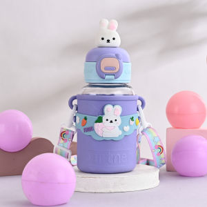 600ML Baby Cute Tumbler Straw Cup Sippy Cup Drinking Bottle Cute Cartoon Bottle For Kids With Straw Water Bottle