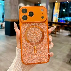 Fashion Glitter Diamond For Magsafe Magnetic Phone Case For iPhone 18 17 Air 16 15 14 13 Pro Max Glass Camera Protect Cover