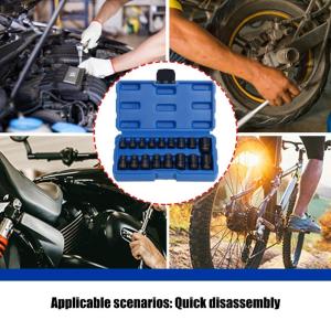 Multifunctional High Strength E Type Socket Wrench Head Sleeve Set E5 to E24 for Durability Efficient Maintenance Work