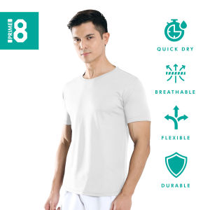 Prime8 x 888.co Aerofit Roundneck Shortsleeve Microfiber Dryfit Tshirt Jersey Sport Baju T Shirt Men Women WHITE
