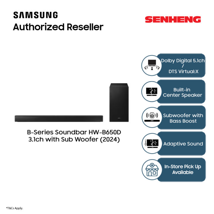 Samsung BSeries Soundbar HWB650D 3.1ch with Sub Woofer (2024) Dolby
