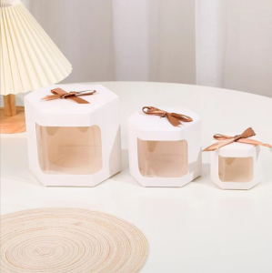 5pcs | Hexagonal Transparent Window Candy Cake Boxes With Clear PVC Window Gift Box