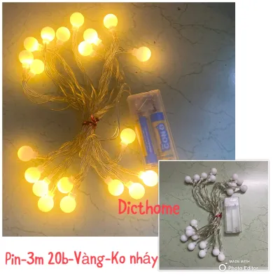 Dây Đèn Led Trang Trí Cherry Ball Bóng Tròn Màu Vàng Trang Trí Phòng Ngủ Quán Cà Phê Lung Linh Đèn Decor Lều Trại