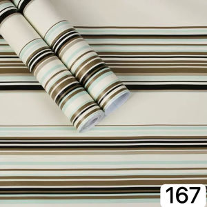 Striped Self‑Adhesive Wallpaper 10M x 45CM Waterproof PVC Wall Sticker Home Decor