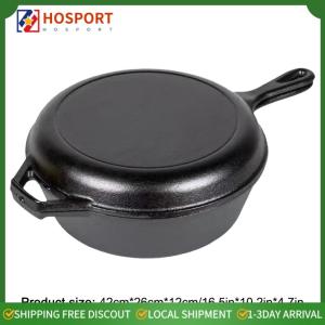 【HOSPORT】Compact Cast Iron Frying Pan with Handle 10-inch Ideal for Small Kitchens and Daily Cooking