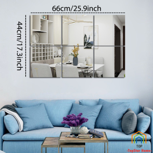 Topstar HD Mirror 4pcs Wall Self-Adhesive Mirror Full Body Fitting Paste Mirror For Living Room/Bedroom/Bathroom