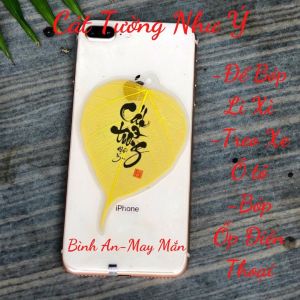 Lá Bồ Đề Thư Pháp Chữ Cát Tường (Cầu May Mắn Bình An) Quà Tặng Ý Nghĩa Cho Bạn Bè Người Thân - Để Ốp DT