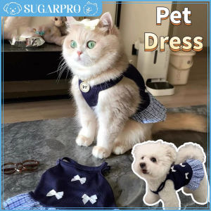 Summer Pet Cat Puppy Dog Clothes Thin Breathable Strap Top Skirt Pet Dress Bow Tie Anti-Shedding