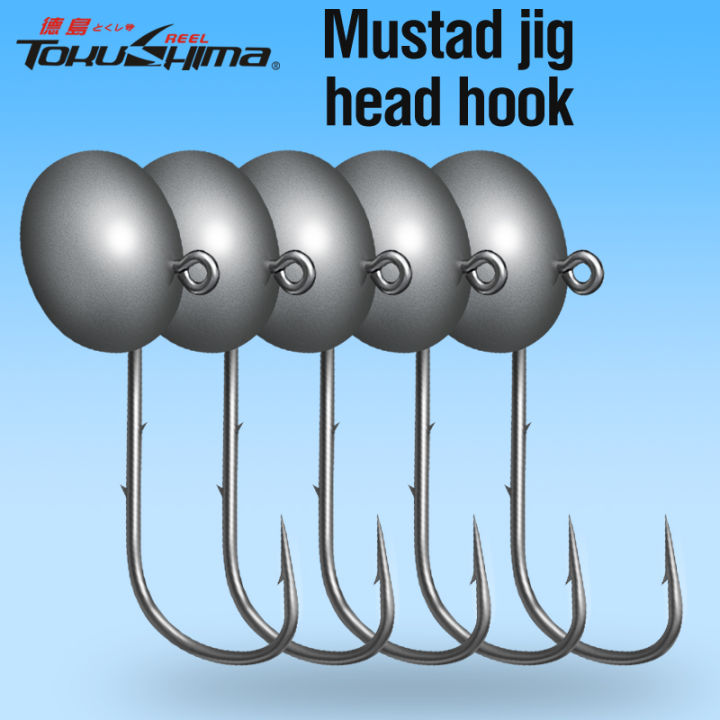 10PCS Mustad Jig Head Fishing Hooks Barb Saltwater Lead Jig Head Hook  0.8g-6g High Carbon Steel Soft Lure Hook