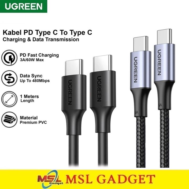 Ugreen Kabel Data Type C To Type C A W Pd Super Fast Charging Nylon Braided Lazada Indonesia