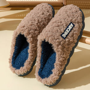 Free Shipping New Autumn And Winter Styles: WomenS And MenS Simple Thick Warm And Plush Indoor Slippers Featuring A Non-Slip Sole