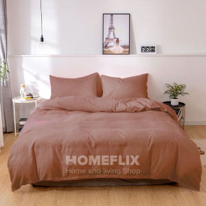 Homeflix 4in1 Bedsheet Plain / 1 Fitted Sheet / 1 Quilt Cover / 2 Pillow case for Single Double Queen and King Size / Hotel Quality