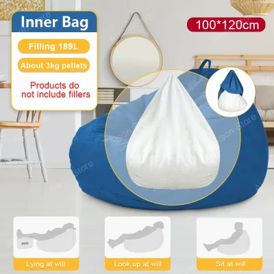 Bean Bag Lazy Sofa Cover Cotton Beanbag Bedroom Furniture Solid Color Single Bean Bag Malas Bean Sarung Beg Kerusi Bean 懒人沙发 豆袋