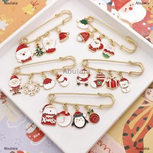 [COD] Abulaia Christmas Series Metal Brooches Cartoon Santa Claus Badges Clothing Accessories Christmas Gifts Pins