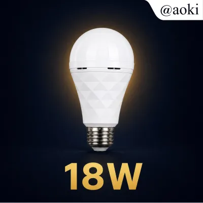 AOKI Lampu LED Emergency AC/DC Rechargeable 10W 15W 18W – Bohlam Darurat Otomatis Menyala Saat Listrik Padam Baterai Lithium 3 Jam + Fitting Gantung