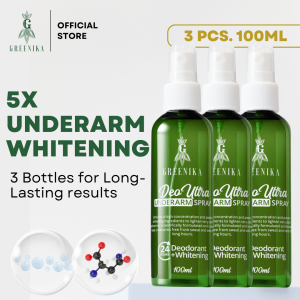 [ 3 PCS WHOLESALE DEOULTRA SPRAY 100ML ]  Greenika 5X Underarm Whitening Spray - Fast Dark Spot Remover & Deodorant for Dark Underarms Armpit Whitening Skin Whitening Underarm Toner Deo Spray for Women & Men Moisturizer for Smooth & Even Skin Tone