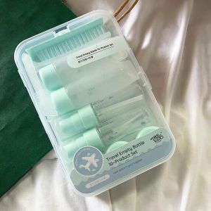 10pcs/Set Travel Cosmetic Dispenser Skin Care Cosmetic Empty Bottle Refillable Travel Bottle Kit for Lotion Shampoo Condition