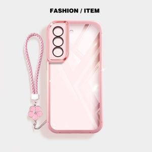 YBD With Lens Films Phone Case For Samsung Galaxy S22 S23 S24 + Plus S24Ultra S23 FE S23Ultra S22Ultra Fashion Phone Cases whith Flower luxury Hanging Lanyard