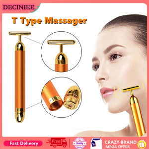 DECINIEE 24k Gold T Facial Slimming Face Beauty Bar Pulse Firming Facial Roller Massager Lift Skin Tightening Wrinkle Stick