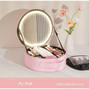 LED Light Mirror Makeup Travel bag Cosmetic Bag Women Handbags Smart Beauty Toiletries Kit Makeup Organizers Storage Bag