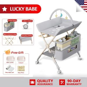 LuckyBabe Portable Baby Changing Station Foldable Multi-Function Table With Bath Support Newborn Care Unit Infant Diaper Changer