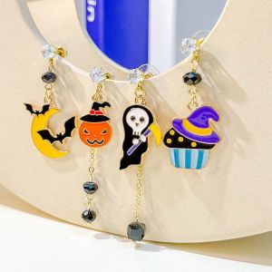 YOUSHI TOP Halloween Party Fashion Drop Earrings Magic Hat Jewelry Accessories Ghost Bat Halloween Dangle Earring Halloween Earrings Dangle Ear Hook Women Ear Studs