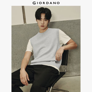 Giordano Men 100% Cotton crewneck knit vest Free Shipping 01055301