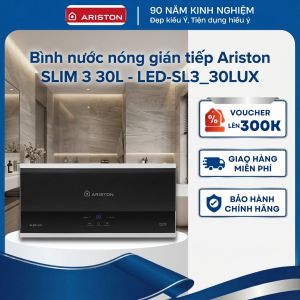 Bình nước nóng gián tiếp Ariston SLIM 3 30 Lít - SL3_30LUX | Bình ngang tiết kiệm Màn LED thông minh Lắp đặt dễ dàng Hàng chính hãng bảo hành trọn gói