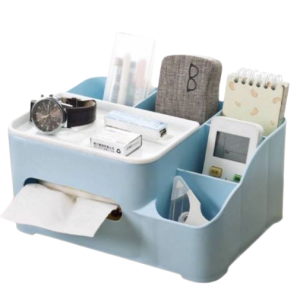 Tissue Holder Dispenser Office Desk or Makeup Organizer Multi Function Storage Box Desktop Living - KeiMav